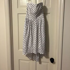 White House black market strappless size 00 polka dot dress in black and white